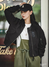 Madden women's American vintage MA1 pilot air force jacket vintage black short section baseball suit